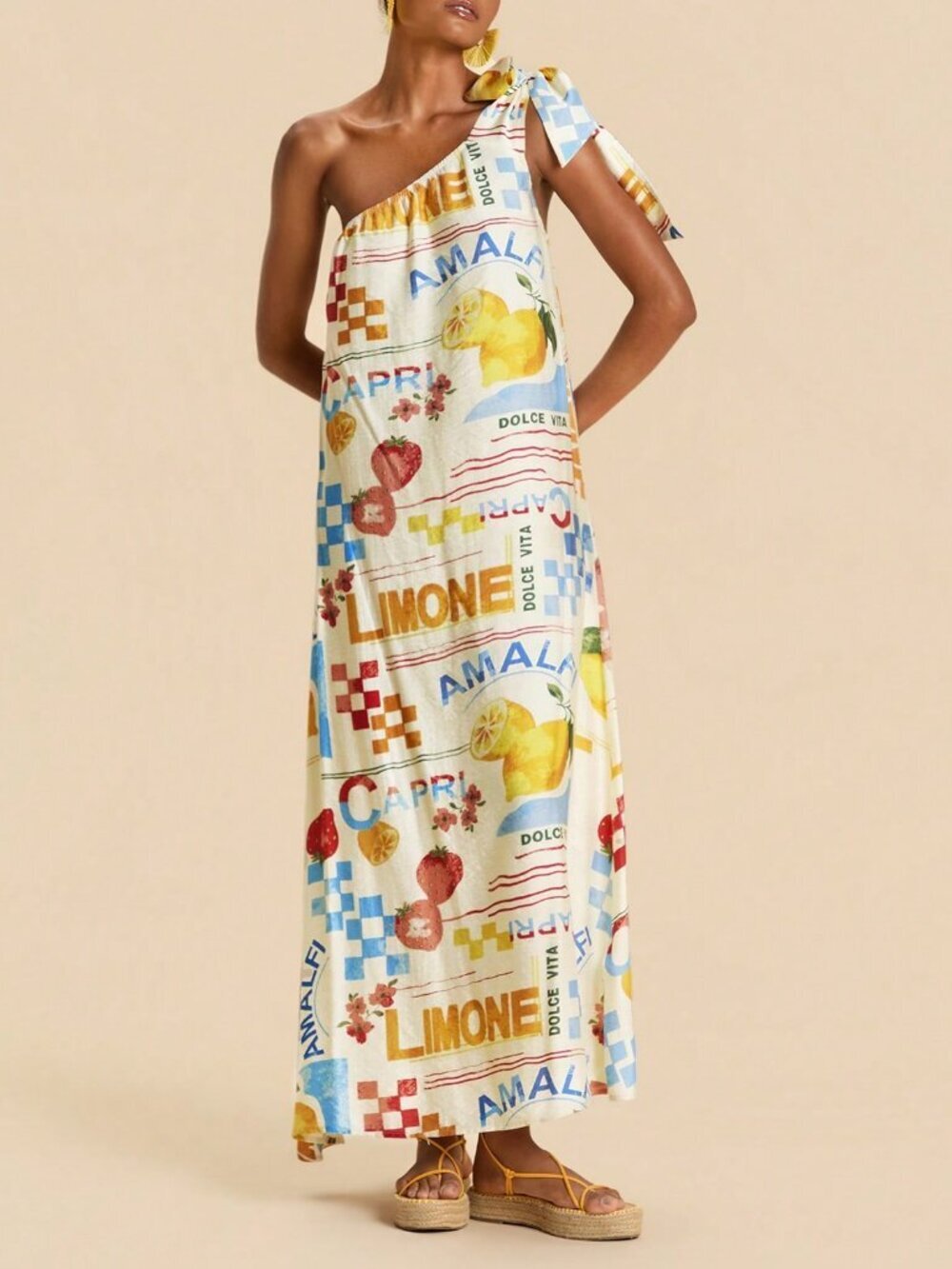 Multicolor Casual Women's Floral Festival One Shoulder maxi Dress